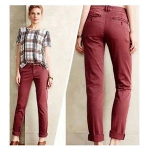 Pilcro and the Letterpress Anthropologie Hyphen Chino Pants Wine/Bord 30 NWOT.